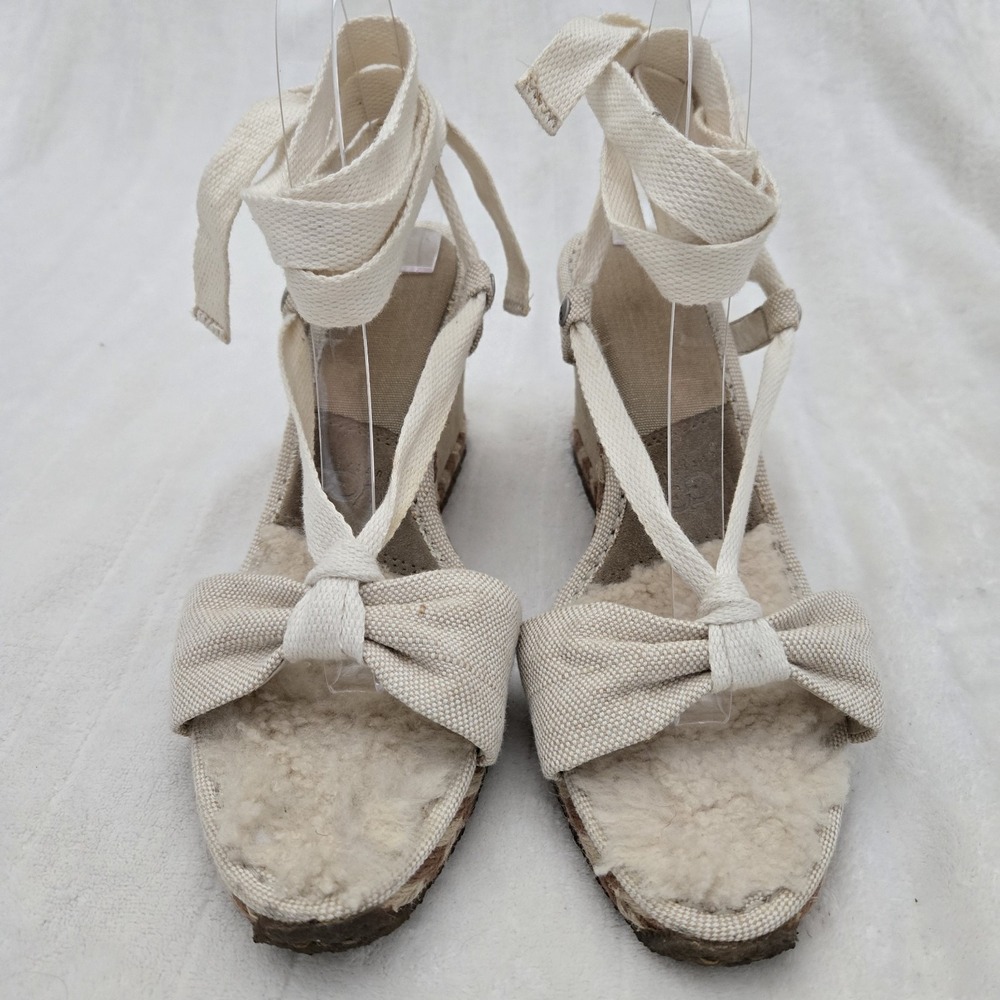 UGG Australia Wedge Gladiator Sandals‎ Sz 10 Beige Espadrilles Open Toe Coastal - Picture 2 of 12